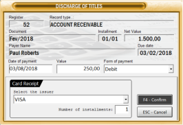 Receipt on debit card $ 250.00